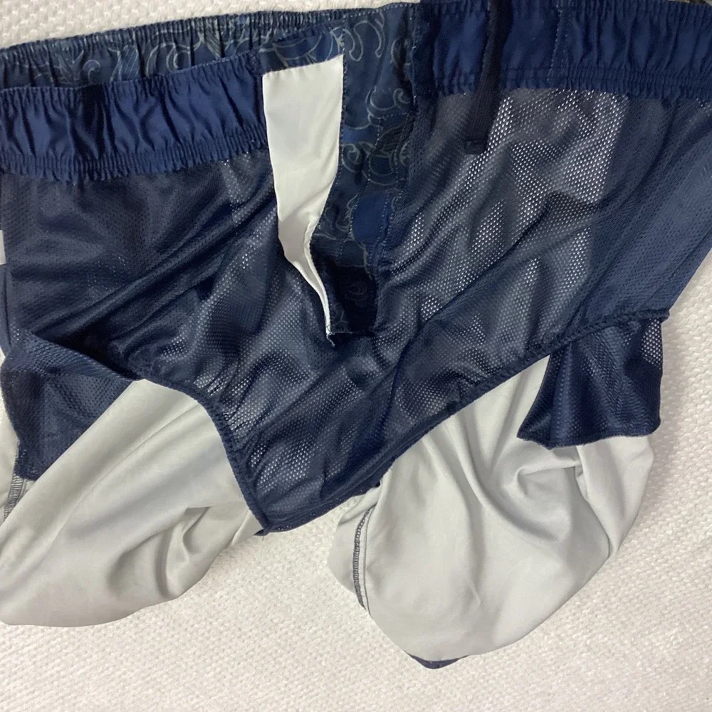 Old Navy Swim Trunks Koi Fish Print Elastic‎ Tie Waist Blue Gray Mens XL Liner